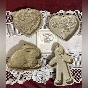 Vintage Brown Bag Cookie Art, Set of 4, 3-Brown Bag, 1-Pampered Chef.